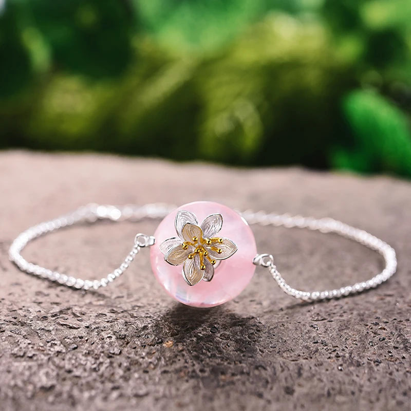 Symbolic and Spiritual™️ Sterling Silver Natural Lotus Whispers Bracelet