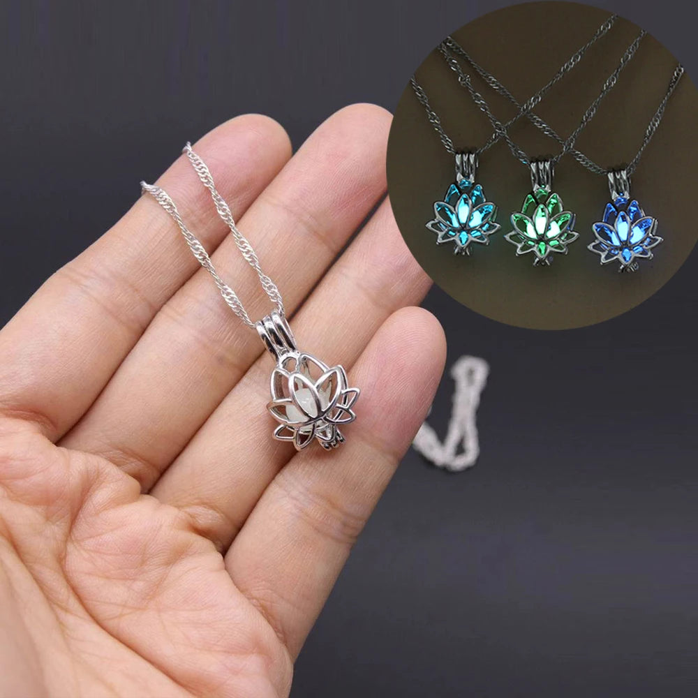 Symbolic and Spiritual™️ Dark Moon Lotus Flower Shaped Pendant with Necklace