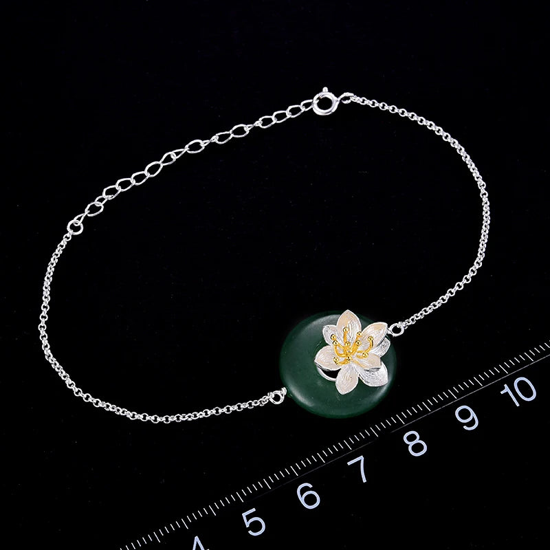 Symbolic and Spiritual™️ Sterling Silver Natural Lotus Whispers Bracelet