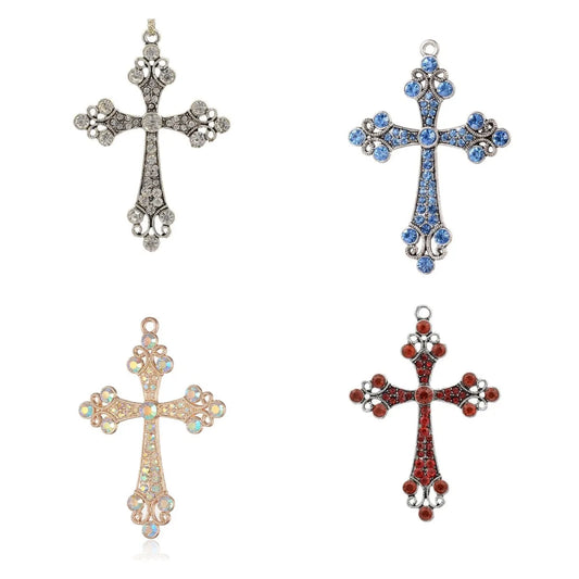 Symbolic and Spiritual™️ Latin Cross Alloy Rhinestone Big Pendants