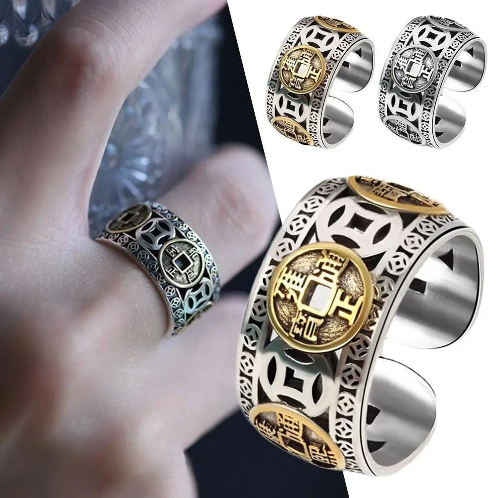 Symbolic and Spiritual™️ Vintage Style Five Emperors Money Coin Ring